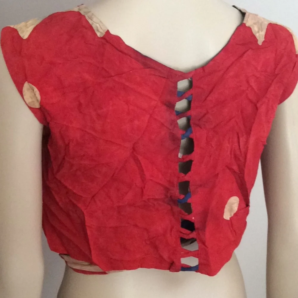 Aruba Tie Dye Crop Halter Wrap Top Lattice Back
